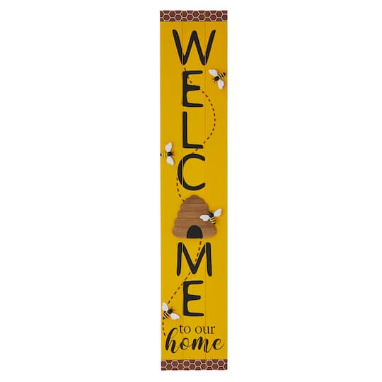 Glitzhome® 42" Wood Bees WELCOME Porch Sign